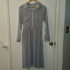 Sheer striped I love H81 midi blue shirt dress